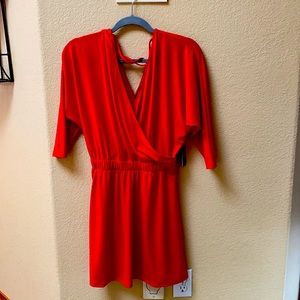 Express vibrant red midi dress. A fun dress.